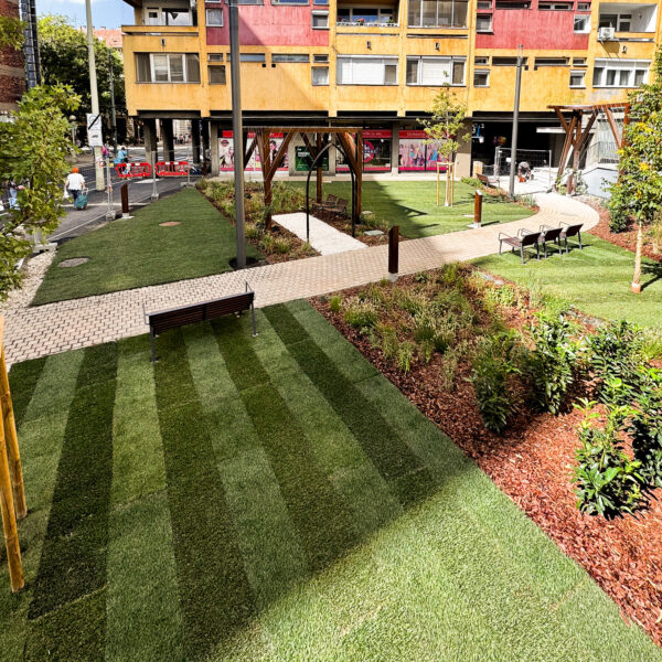 Már be is zöldült a szegedi minipark, a gyeptéglát is telepítették